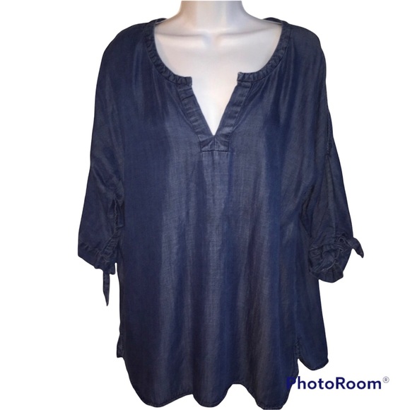 Soft Surroundings Chambray Cold Shoulder Tunic M - Picture 5 of 6